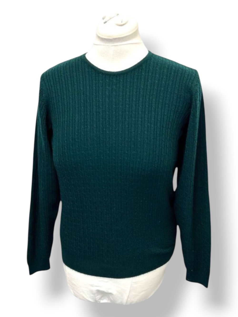 Talbots Women’s Ribbed Knit Merino Wool Sweater VTG 90s Green S